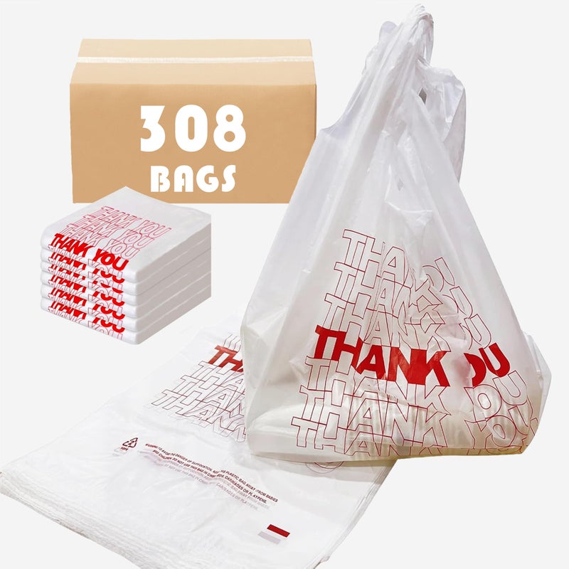 TashiBox Shopping Bags/Thank You Bags/Reusable and Disposable Grocery Bag - Measures 11.5"" X 6.25"" X 21"", 15mic, 0.6 Mil (308)", transparent (Bag-308) - Image 2